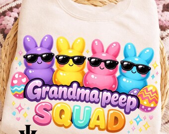 Grandma Peep Squad Png, Easter Grandma Bunny Png, Cute Bunny Squad Grandma Design, Family Easter Png, Sublimation Grandma Png