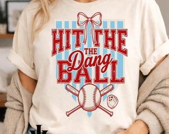 Hit the Dang Ball png ,funny Baseball Lover Shirt Design, Retro Baseball Graphic, Youth Baseball Dad Fan, Game Day