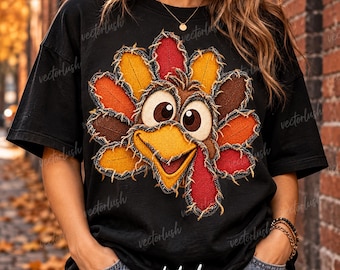 Turkey PNG, Thanksgiving Turkey Png, Ripped Turkey Png, Reverse Applique Turkey Png Funny Thanksgiving Png, Turkey Face Png, Fall Turkey Png