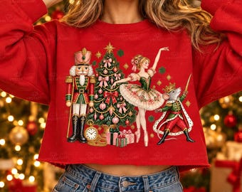 Nutcracker Ballet PNG, Vintage Ballerina Mouse King Christmas Tree Design, Holiday Digital Download