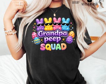 Grandpa Peep Squad Png, Easter Grandpa Bunny Png, Cute Bunny Squad Grandpa Design, Family Easter Png, Sublimation Grandpa Png