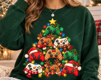 Gaming Controller Christmas Tree PNG, Festive Gamer Holiday Shirt, Digital Download