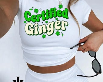 Certified Ginger Png, Funny Redhead Shirt Design, Retro St Patrick's Day Typography Png, Ginger Humor Sublimation
