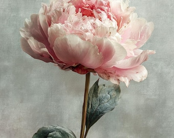 Pink Peony Wall Art Printable, Soft Floral Still Life Artwork, Elegant Feminine Flower Decor, Romantic Digital Download
