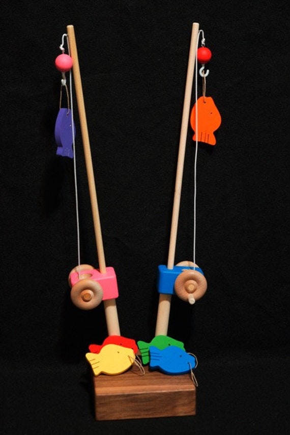 Buy Pink or Blue Wooden Toy Fishing Pole Combo With Hook and 6 Fish Online  in India 