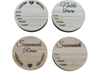 Custom Wooden Birth Announcement And Monthly Milestone Tags