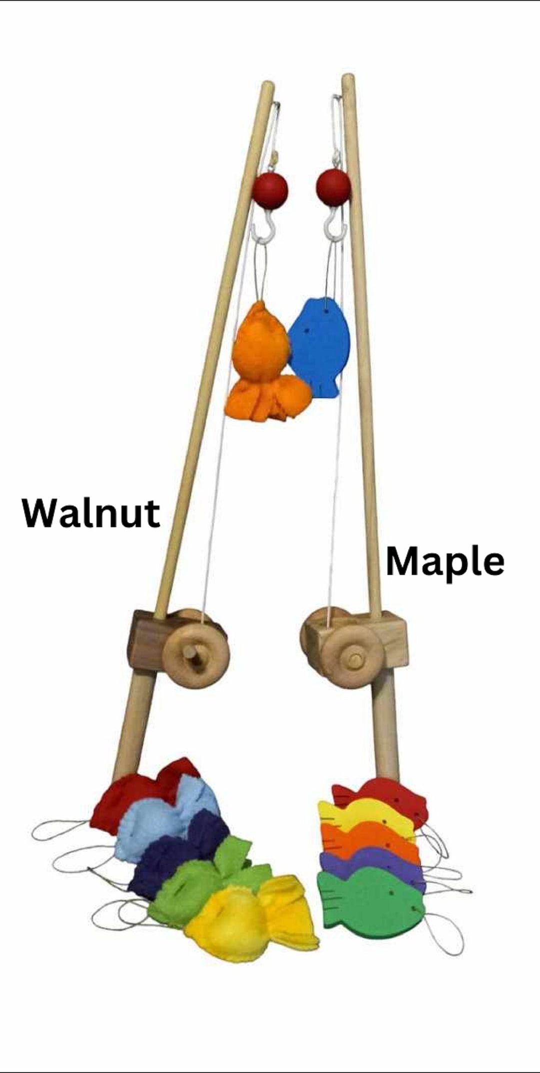 Wooden Toy Fishing Pole Combo With Hook and 6 Fish Etsy