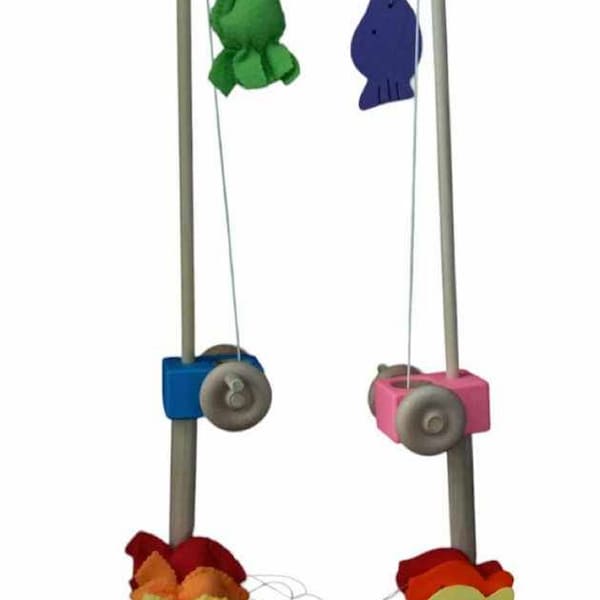 Pink Or Blue Wooden Toy Fishing Pole Combo With Hook And 6 Fish