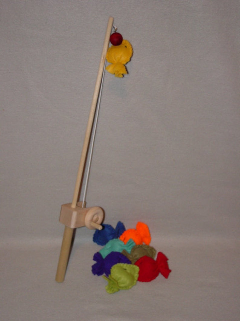 Wooden Toy Fishing Pole With Fabric Fish Etsy