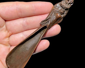 Bronze Bodhidharma Tea Scoop, Antique Style Chinese Tea Ceremony Spoon