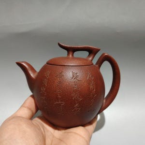 Rohe Zisha Teekanne, Gravur Gedicht, Bridge Knob, Yixing Kung Fu Teekanne