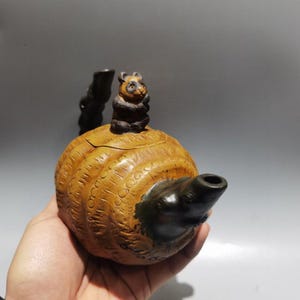 Tetera Zisha con diseño de brote de bambú y panda, tetera de arcilla Yixing tallada a mano con forma de animal de Kung Fu.