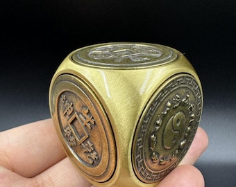 Brass Six-Sided Spinning Fidget Toy, "Turning the Tide" Feng Shui Handheld Ornament