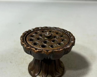 Quemador de incienso vintage con forma de vaina de loto, incensario de cobre, decoración para salón de té zen, soporte para varitas
