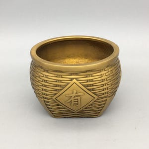 Brass "Year After Year Abundance" Pot, Feng Shui Harvest Bowl, Home Decor