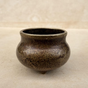 Mini Minimalist Antique Brass Tripod Incense Burner, Pocket Tiny Meditation Censer