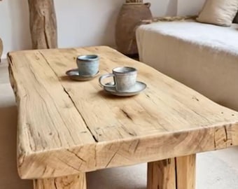 Rustieke salontafel | Massief houten boerderij en Scandinavische stijl | Op maat gemaakte woonkamermeubels