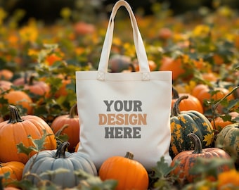 Halloween Tote Bag Mockup: Autumn Design Display (JPEG Digital Download