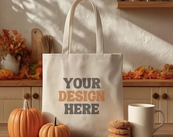 Fall Tote Bag Mockup: Halloween Canvas Bag (Instant Digital Download)