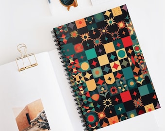 Starry Grid Flash Spiral Notebook | Ruled Journal, Artistic Sketchbook, Christmas Gift Idea, School Supplies, Creative Writing