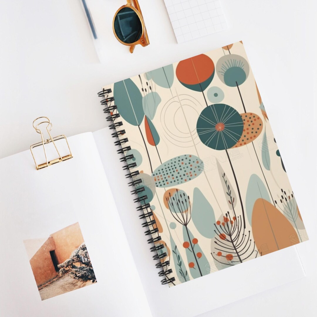 Retro Plant Shapes Spiral Notebook | Ruled Journal, Artistic Sketchbook ...