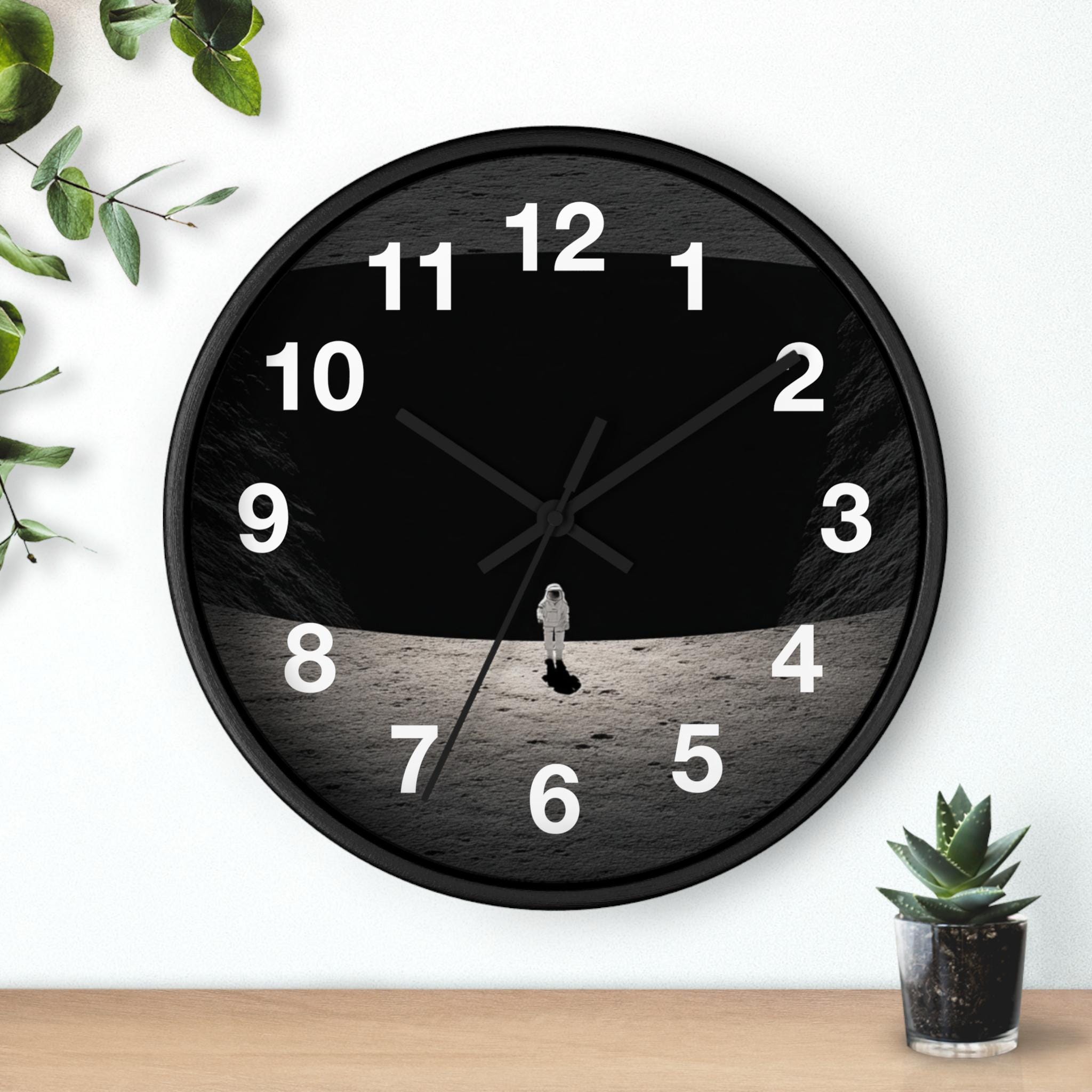 Crater Stroll Wall Clock | Space Lunar Landscape Clock, Kitchen