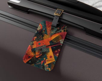 Fragmented Emotion Luggage Tag | Retro Colorful Shapes, Unique Bag Tag, Gift for Travelers, Fun Vacation Essentials, Christmas Gift Idea