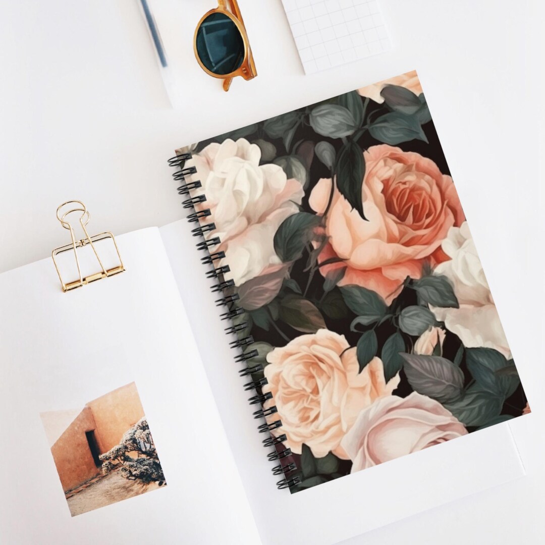 Painted Rose Luxe Spiral Notebook | Ruled Journal, Artistic Sketchbook ...