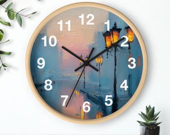 Twilight City Haze Wall Clock | Impressionist Cityscape Timepiece
