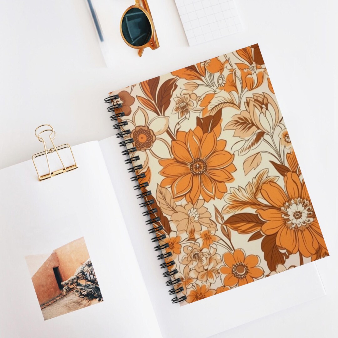 1970s Floral Mood Spiral Notebook | Ruled Journal, Artistic Sketchbook ...