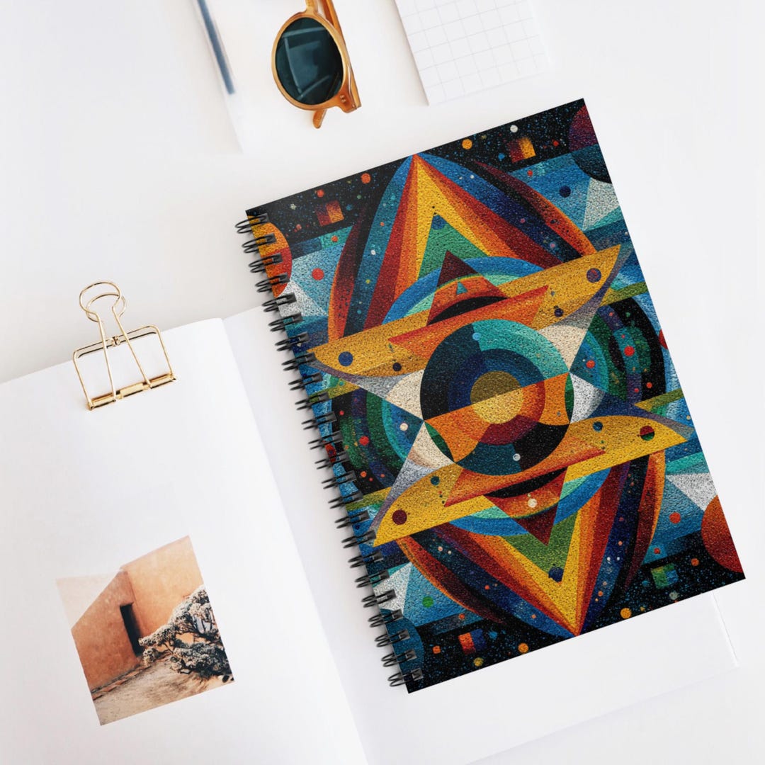 Cosmic Rhythm Spiral Notebook - Ruled Line, Artistic Journal, Colorful ...