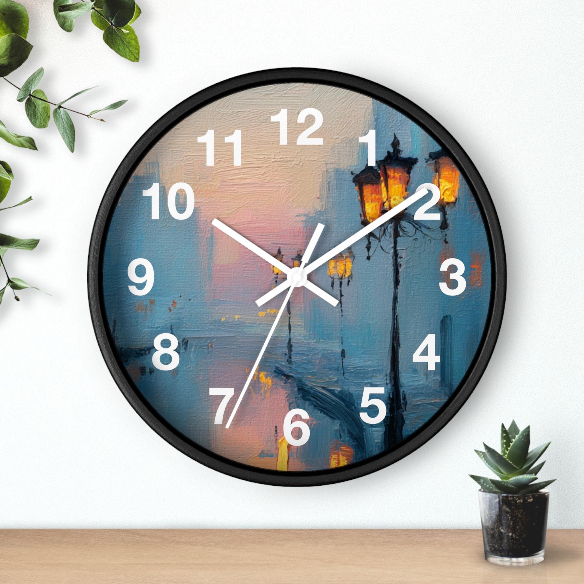 Twilight City Haze Wall Clock | Impressionist Cityscape Timepiece