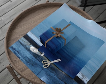 Blue Calmness Wrapping Paper, Perfect for Gifts, Birthdays, Holidays, Elegant Blue Paper for Special Occasions, Eco-Friendly Gift Wrap