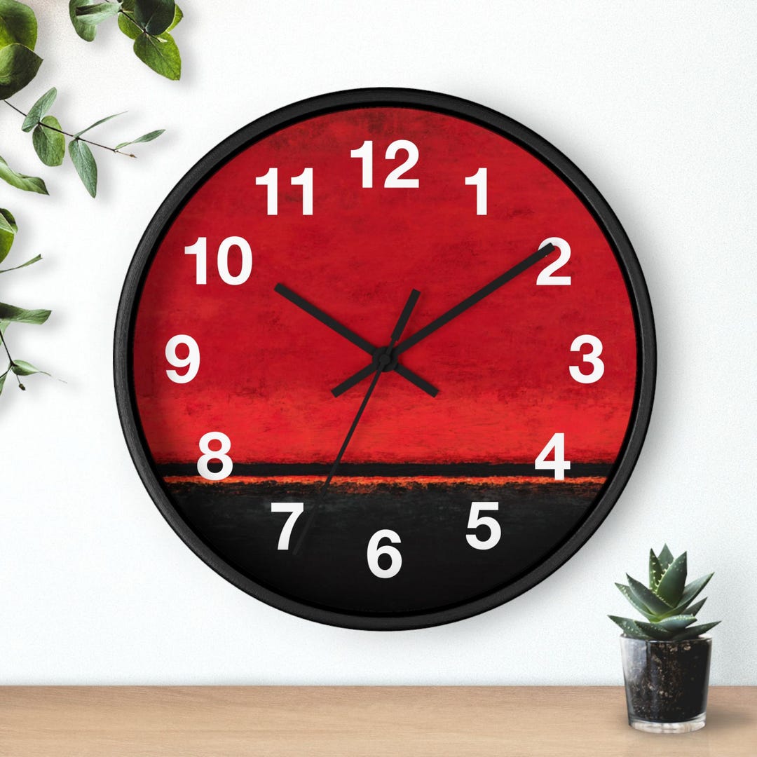 Red Abyss Wall Clock | Modern Minimalist Clock, Room Art Piece, Kitchen ...