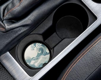 Hokusai Horizon Car Coaster, Soapstone Car Coaster, Gift for New Drivers, Car Decor, Car Care Essentials, Christmas Gift Idea
