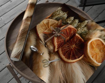 Boho Orange Wreath Wrapping Paper Roll | Wrapping Papers, Eco-Friendly Gift Wrap, Holiday Wrapping Paper, Christmas Essential