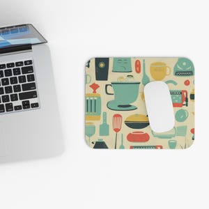 Retro Kitchen Joy Mouse Pad, Art Desk Mat, Office Desk Accessories, Christmas Gift Idea, Home Desk Decor, Office Essential