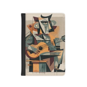 Funda para pasaporte/accesorio de viaje con diseño de guitarra y geometría, regalo para amantes de la música, artículos esenciales de viaje únicos, diario de aventuras, viajes de vacaciones imagen 3