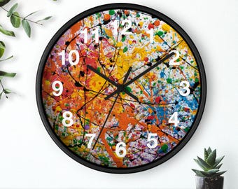 Reloj de pared con diseño de arcoíris y danza, moderno y colorido, ideal para la cocina, un artículo imprescindible, ideal para regalar en Navidad y un reloj único.