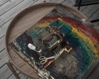 Regenboog op ruïnes inpakpapier, kleurrijke cadeauverpakking, kunstige cadeauverpakking, verjaardag, vakantie, kinderfeestjes, decoratie feest