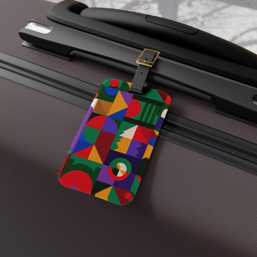 Geometric Holiday Shapes Luggage Tag - Travel Accessory, Christmas Bag ...