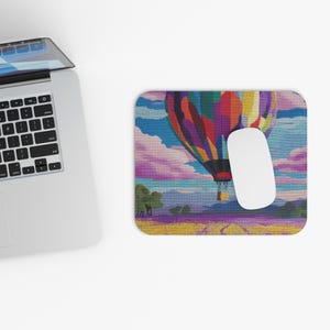 Patchwork Bloom Float Mouse Pad, Art Desk Mat, Office Desk Accessories, Christmas Gift Idea, Home Desk Decor, Office Essential