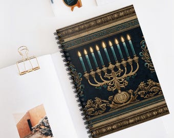 Vintage Hanukkah Card Spiral Notebook - Ruled Line, Ideal for Gifting, Journaling, or Note-Taking, Festive Holiday Decor, Fun Journal