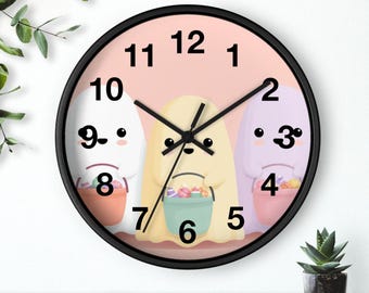 Ghost Candy Brigade Wall Clock, Halloween Decor, Kids Room Decoration, Cute Home Accent, Unique Gift for Family, Living Room Essential