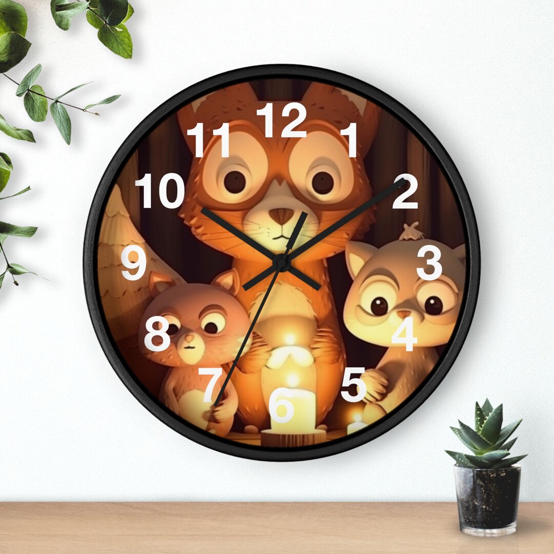 Cozy Forest Family Wall Clock | Cute Animal Nursery Decor, House Decor ...