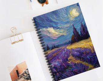Lavender Wind Song Spiral Notebook - Ruled Line, Landscape Art Journal for Writing, Sketching, Gift for Artists, School Supplies, Diary