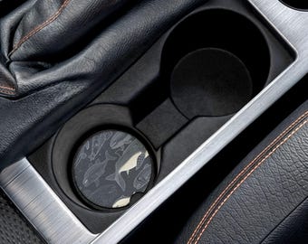 Porta-copos para carro com tema náutico e profundidade | Porta-copos com peixes do oceano, presente para novos motoristas, decoração para carro, itens essenciais para cuidados com o carro, ideia de presente de Natal