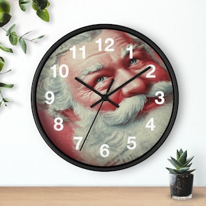 Vintage Weihnachtspostkarte Wanduhr, Weihnachtsdekor, Weihnachtsgeschenk, Einzigartiger Zeitmesser, Retro Hauptakzent, Wohnzimmer Essential