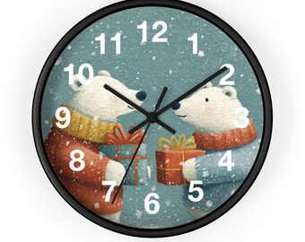Geschenk Börse Bären Wanduhr, Winter Dekor, Weihnachtsgeschenke, Kinderzimmer, Tier Thema, gemütliche Vibes, saisonale Wohnkultur Essential