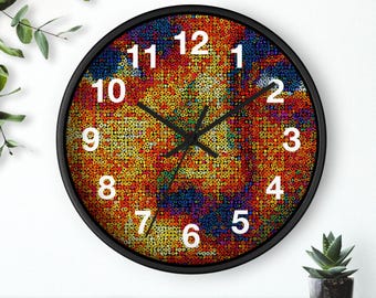 Reloj de pared con diseño abstracto de puntos / Reloj de pared con diseño de píxeles coloridos, reloj de pared para cocina, un artículo imprescindible para el hogar, idea de regalo de Navidad, reloj único
